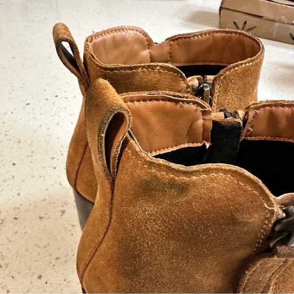 Blondo Waterproof Tan Suede Ankle Boots Booties 2.5” Heel Side Size 9 - Picture 5 of 11